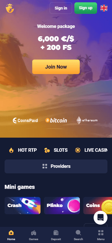 Joo Casino mobile interface screenshot