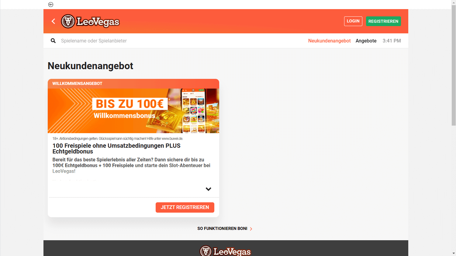 Leovegas login