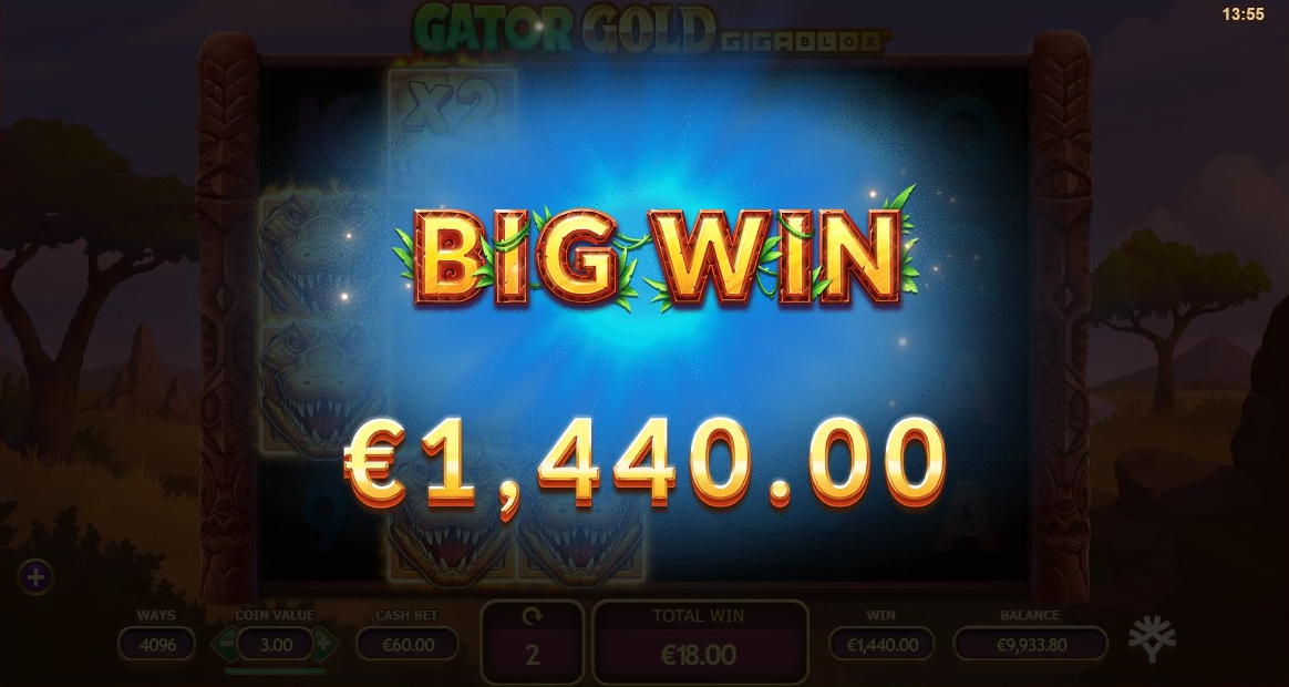 Gator Gold GigaBlox big win