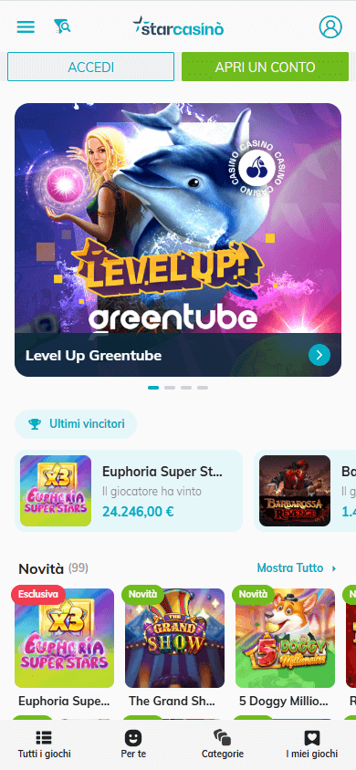 Galleria giochi mobile di Star Casino