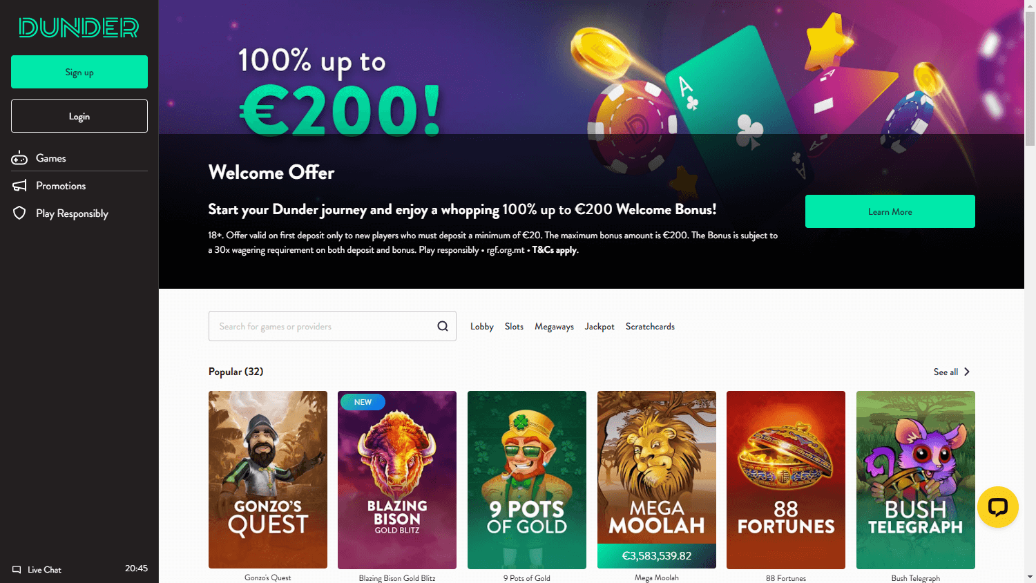 dunder_casino_homepage_desktop