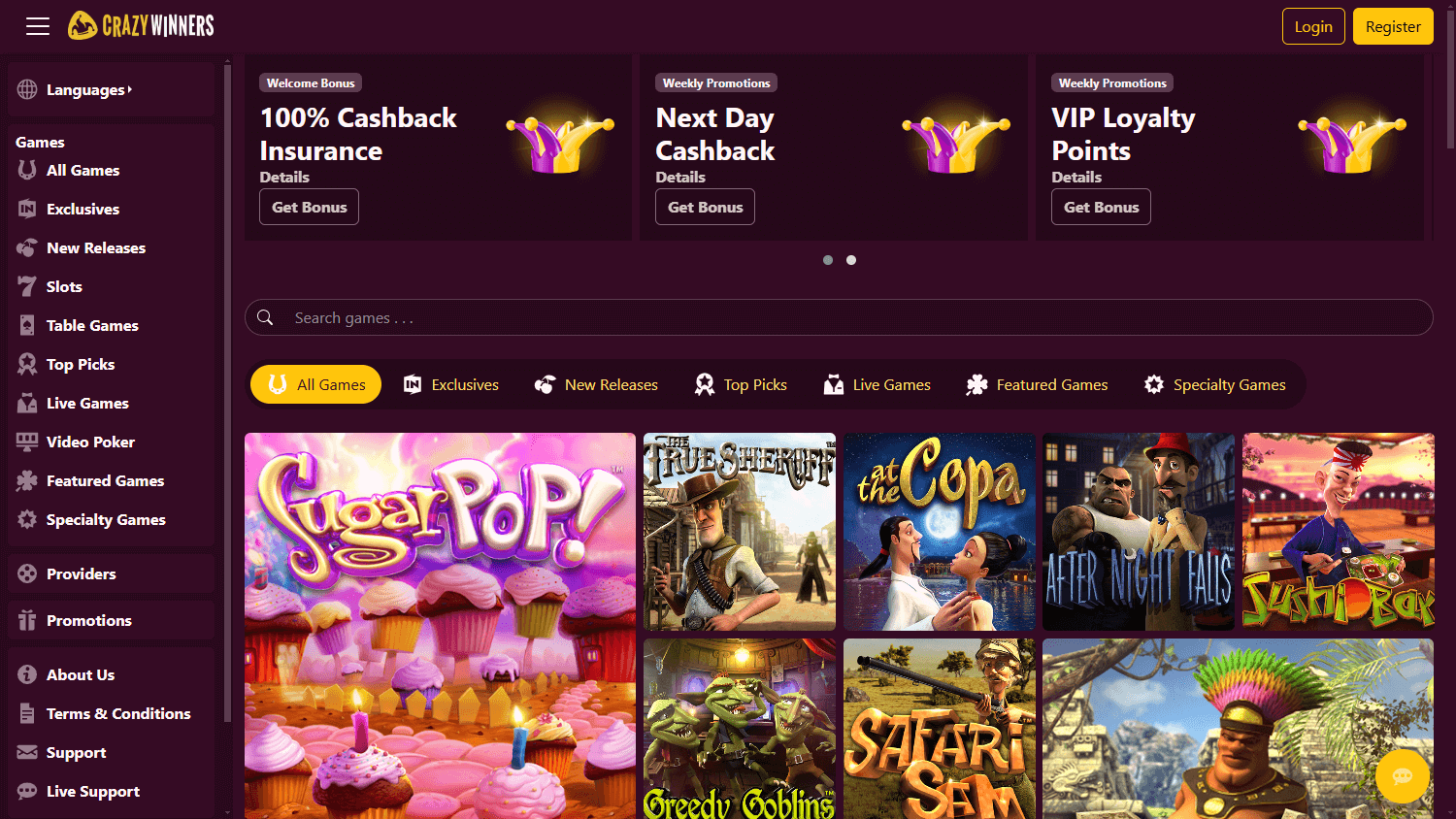 crazywinners_casino_homepage_desktop