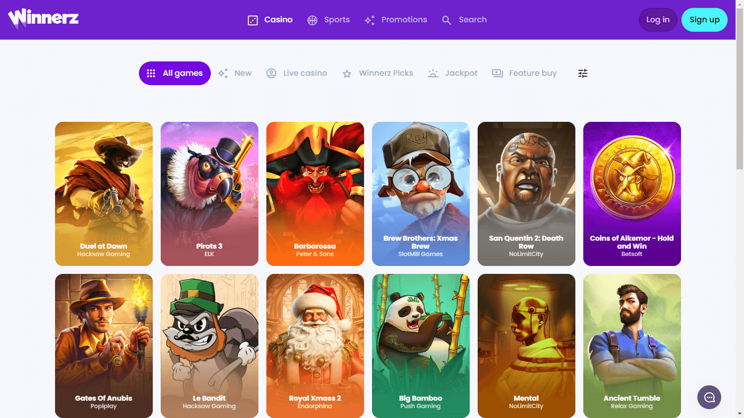 Explore Winnerz Casino's Game Gallery