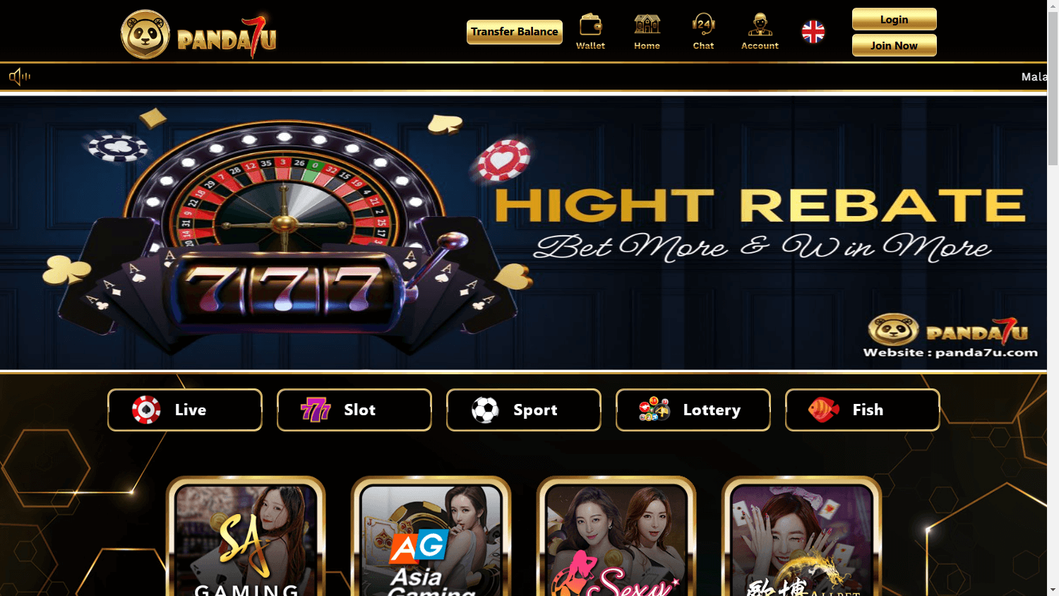 Panda7u_Casino_homepage_desktop