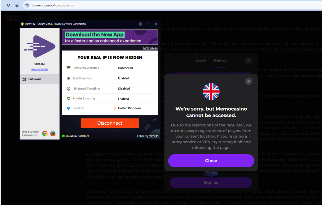 Memo Casino App Interface Screenshot