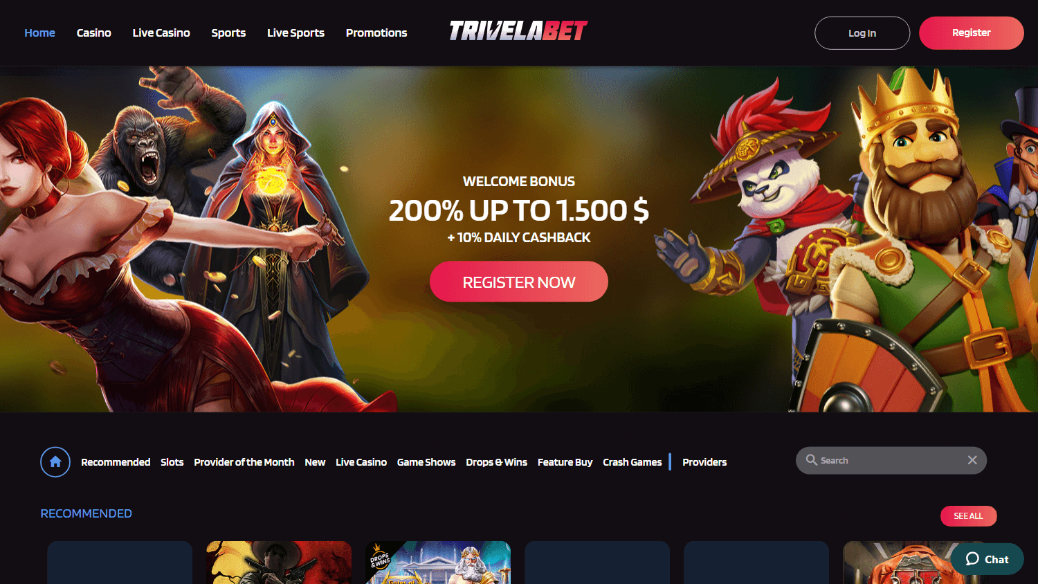 trivelabet_casino_homepage_desktop