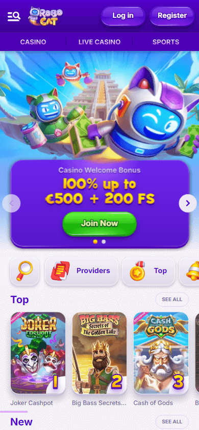 robocat_casino_homepage_mobile