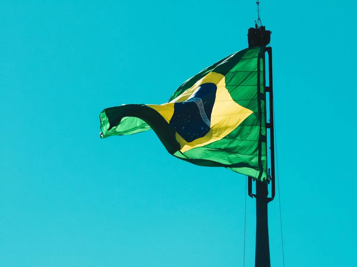 Brazil's national flag flying