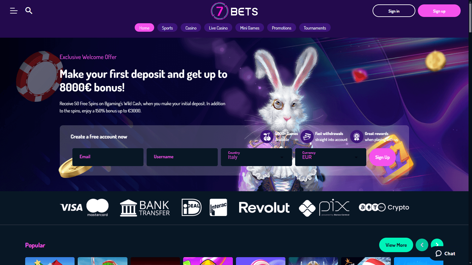 7Bets.io_Casino_homepage_desktop