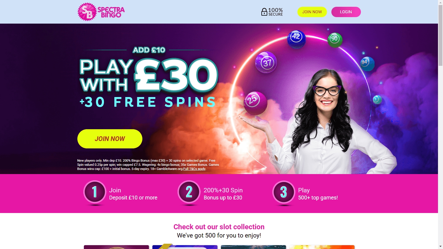 Spectra_Bingo_Casino_homepage_desktop