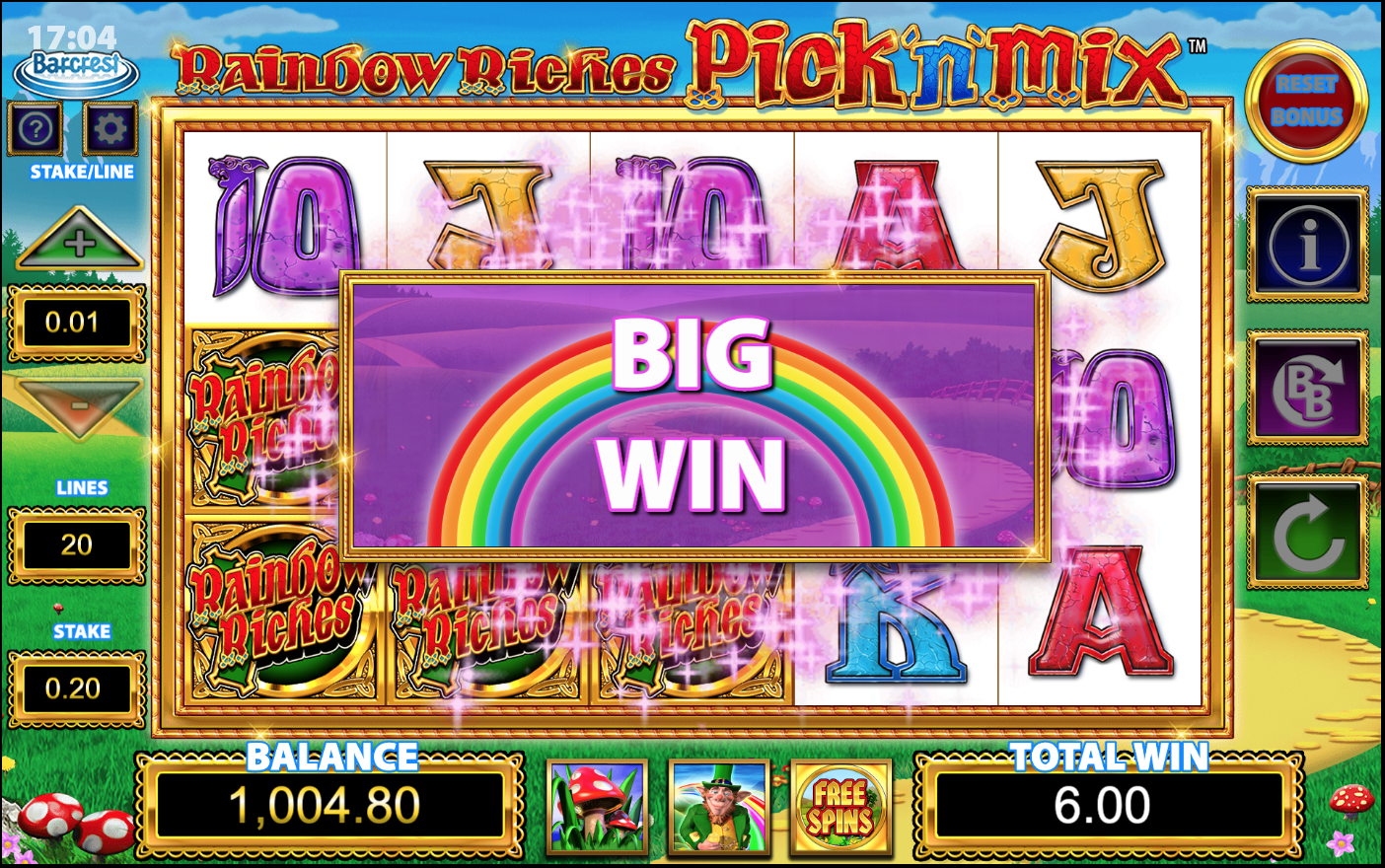 Rainbow Riches Pick'n'Mix big win