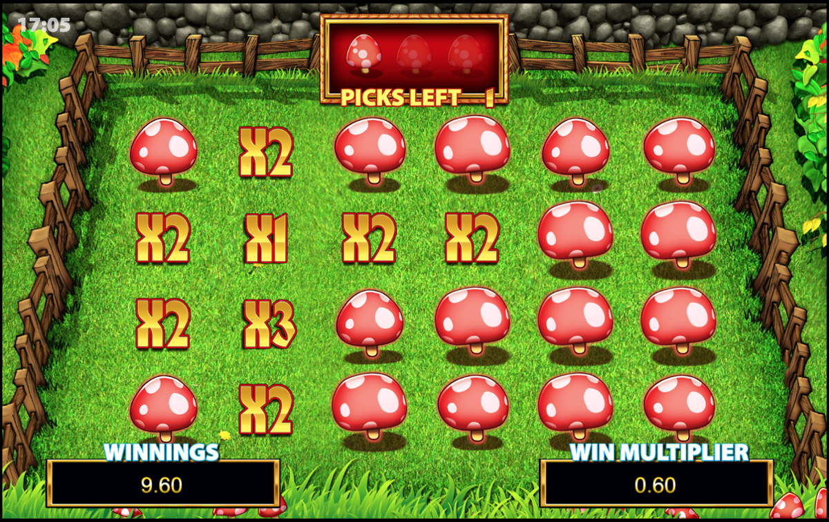 Rainbow Riches Pick'n'Mix Toadstool bonus game