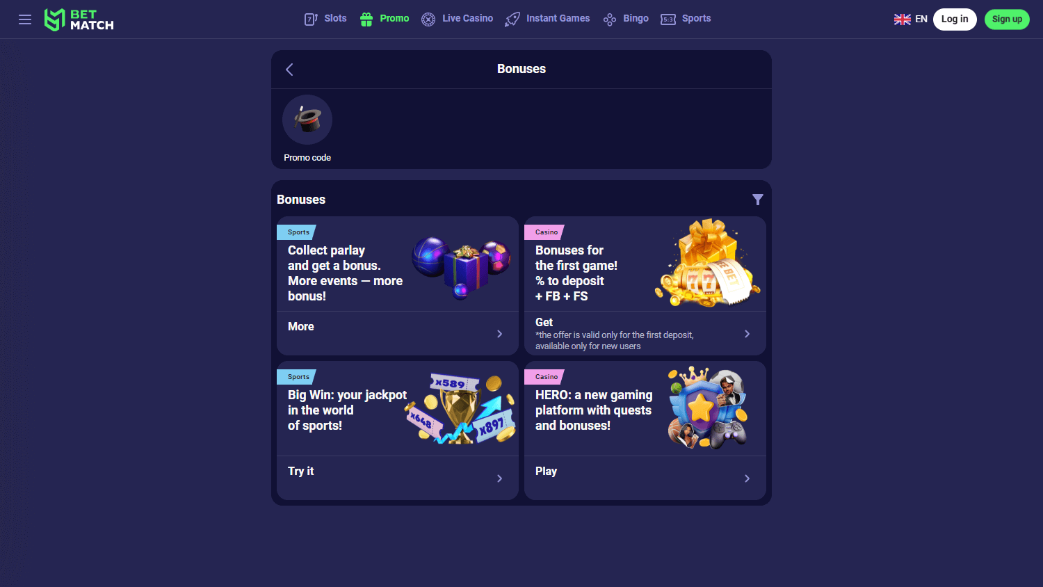 Betmatch Casino Promóciók