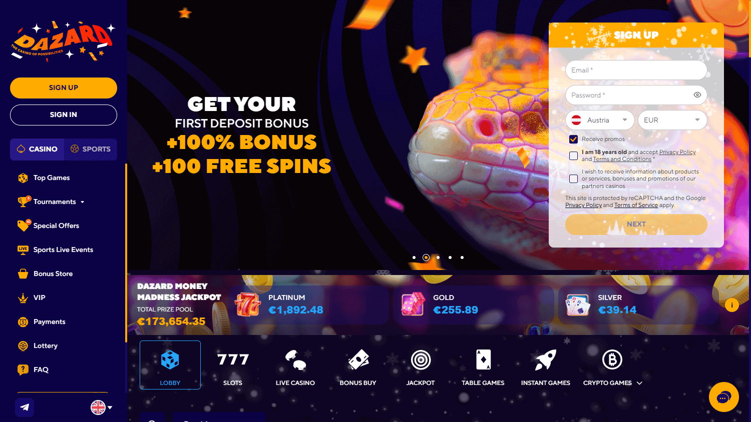 Review: Dazard Bet Casino für Spieler aus Deutschland