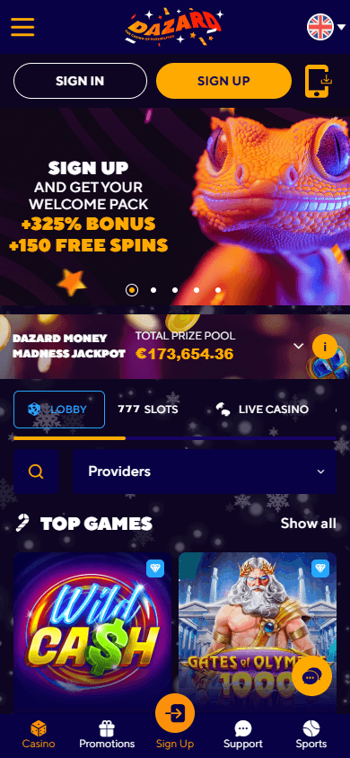 Dazard_Casino_homepage_mobile