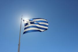 Greece flag flying