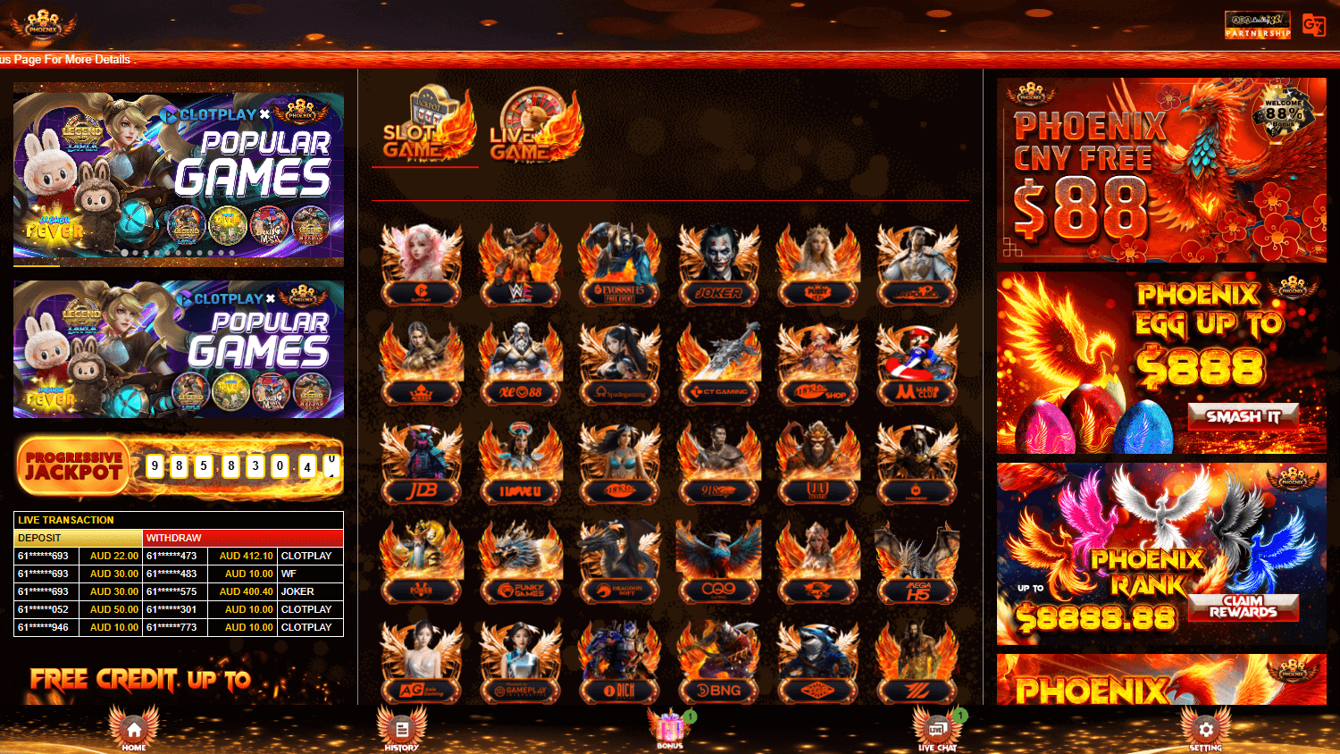 phoenix888_casino_homepage_desktop