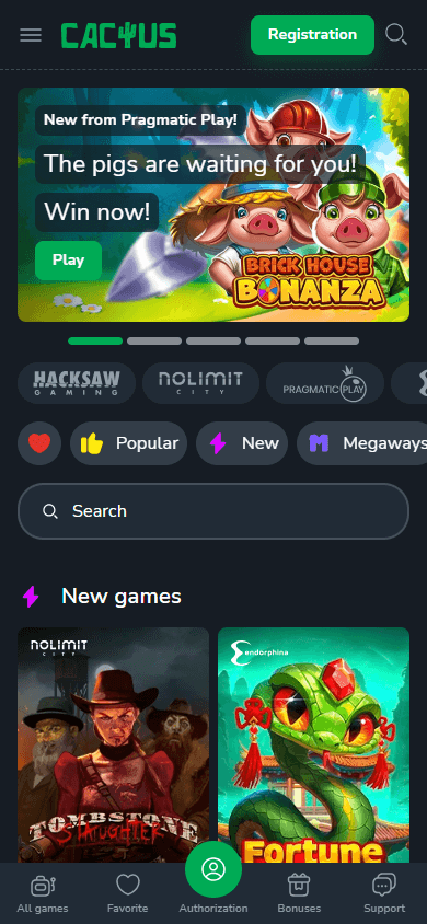 Cactus_Casino_homepage_mobile