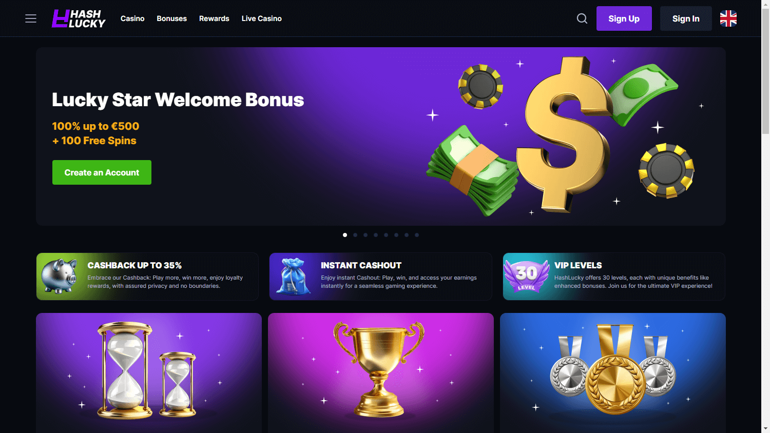 hashlucky_casino_homepage_desktop