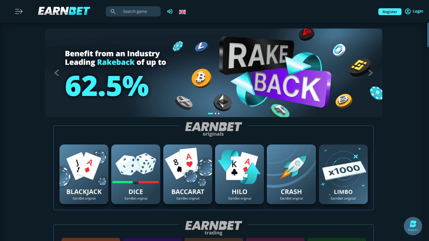 earnbet_casino_homepage_desktop