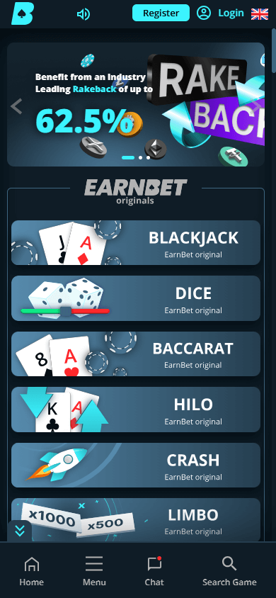 earnbet_casino_homepage_mobile