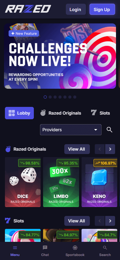 Razed_Casino_homepage_mobile