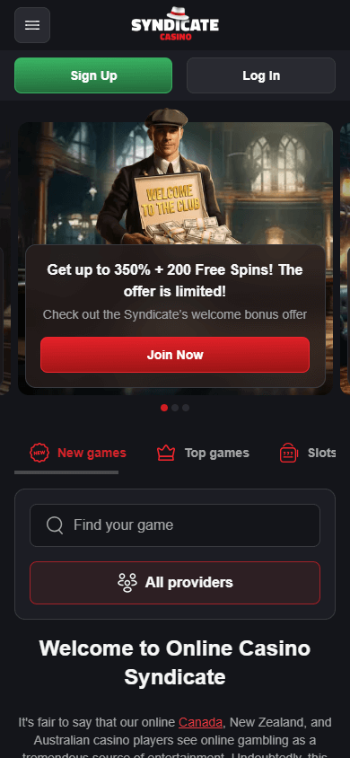 Mobile Experience at Syndicate Casino