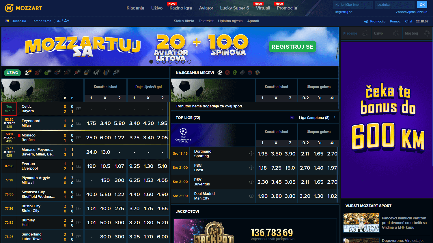 Mozzart_Casino_BA_homepage_desktop