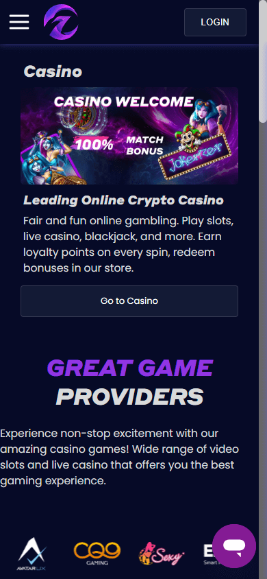 CryptoZpin_Casino_homepage_mobile