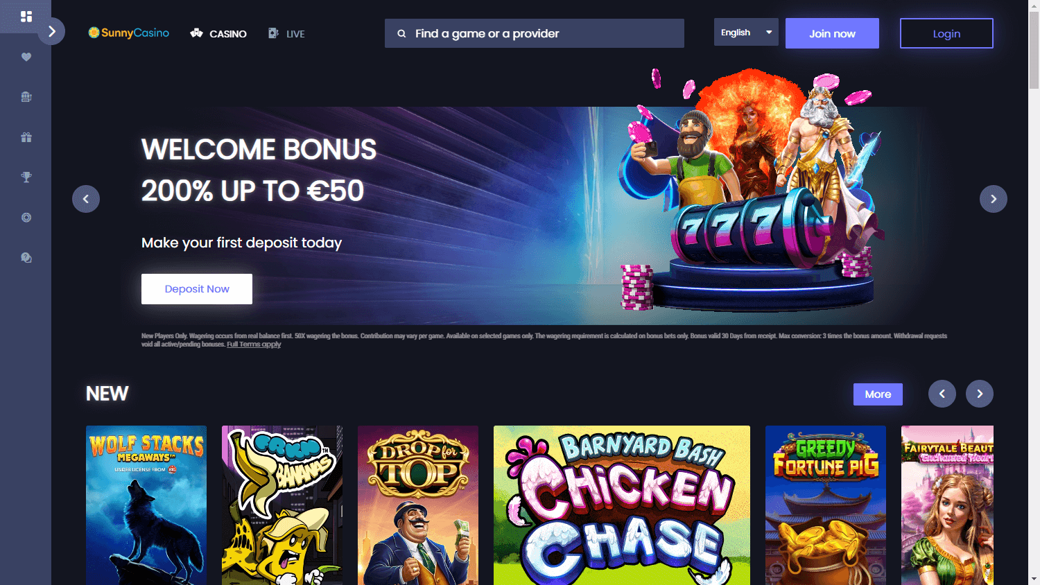 Sunny_Casino_homepage_desktop