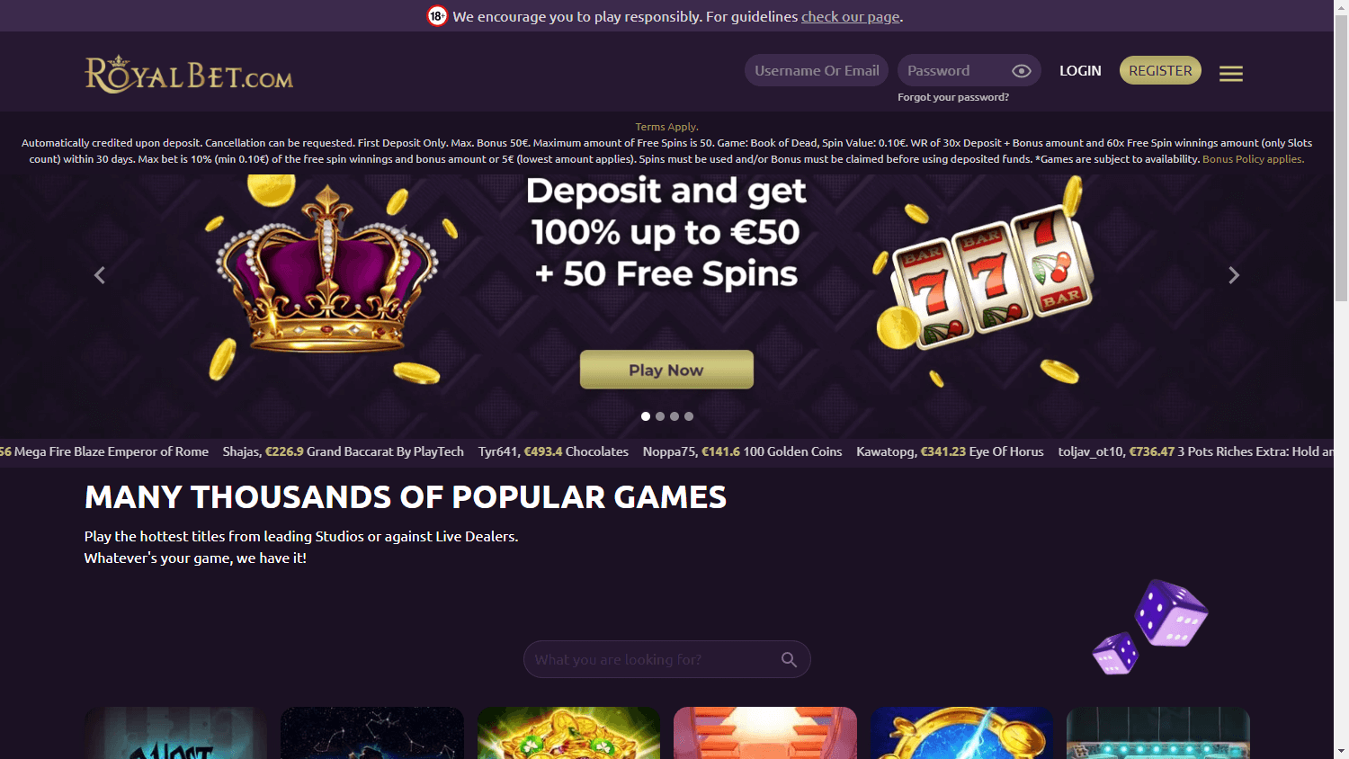 Royal_Bet_Casino_homepage_desktop