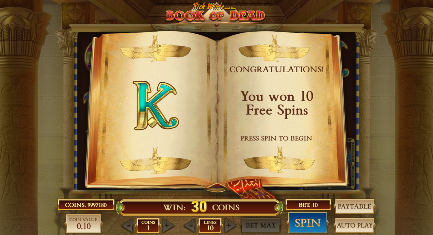 No Deposit Free Spins on Book of Dead
