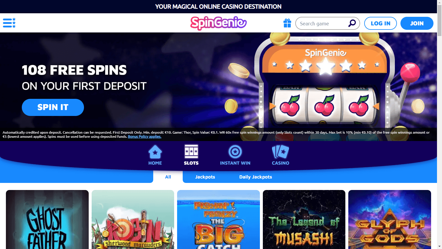 Spingenie Casino Desktop Game Gallery