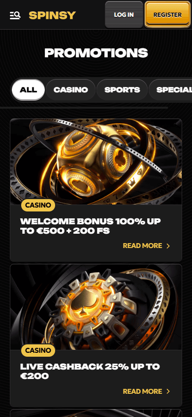 Promotions Spinsy Casino Mobile