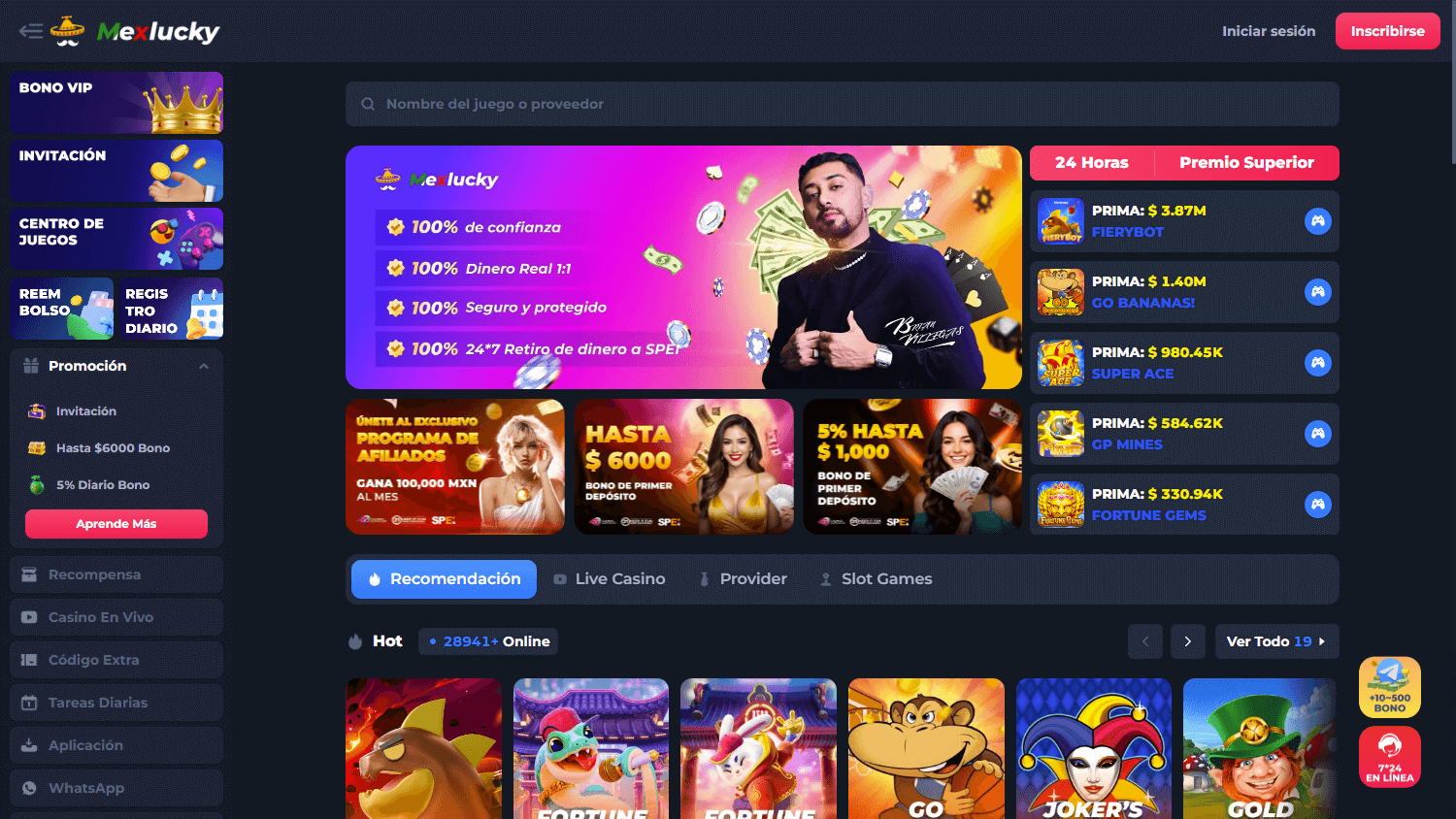 mexlucky_casino_homepage_desktop