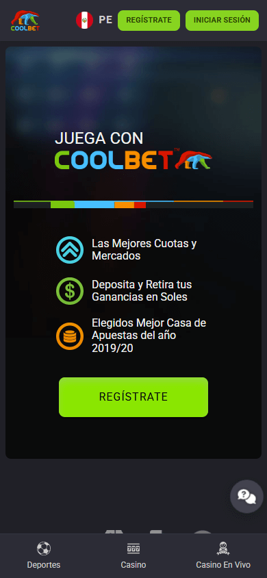 Página de inicio de Coolbet en móvil