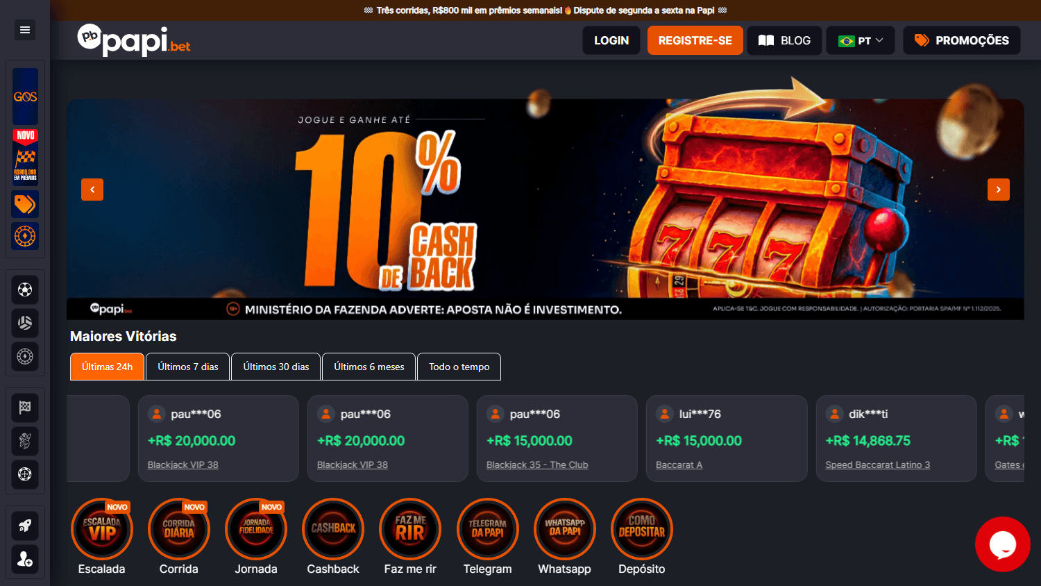 PapiGames_Casino_homepage_desktop