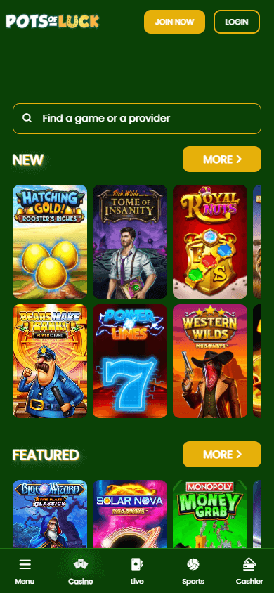 potsofluck_casino_homepage_mobile