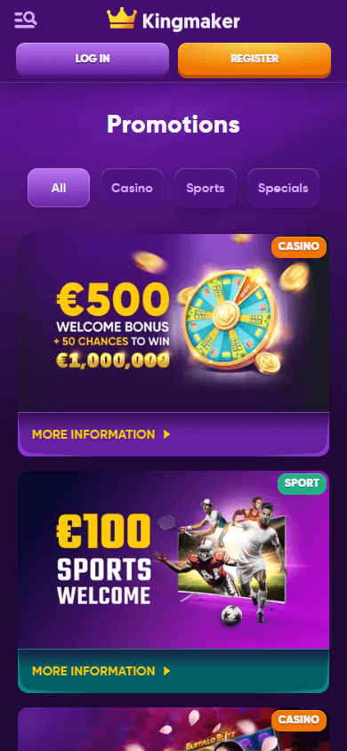 Kingmaker Casino promootiokuvake mobiililaitteella