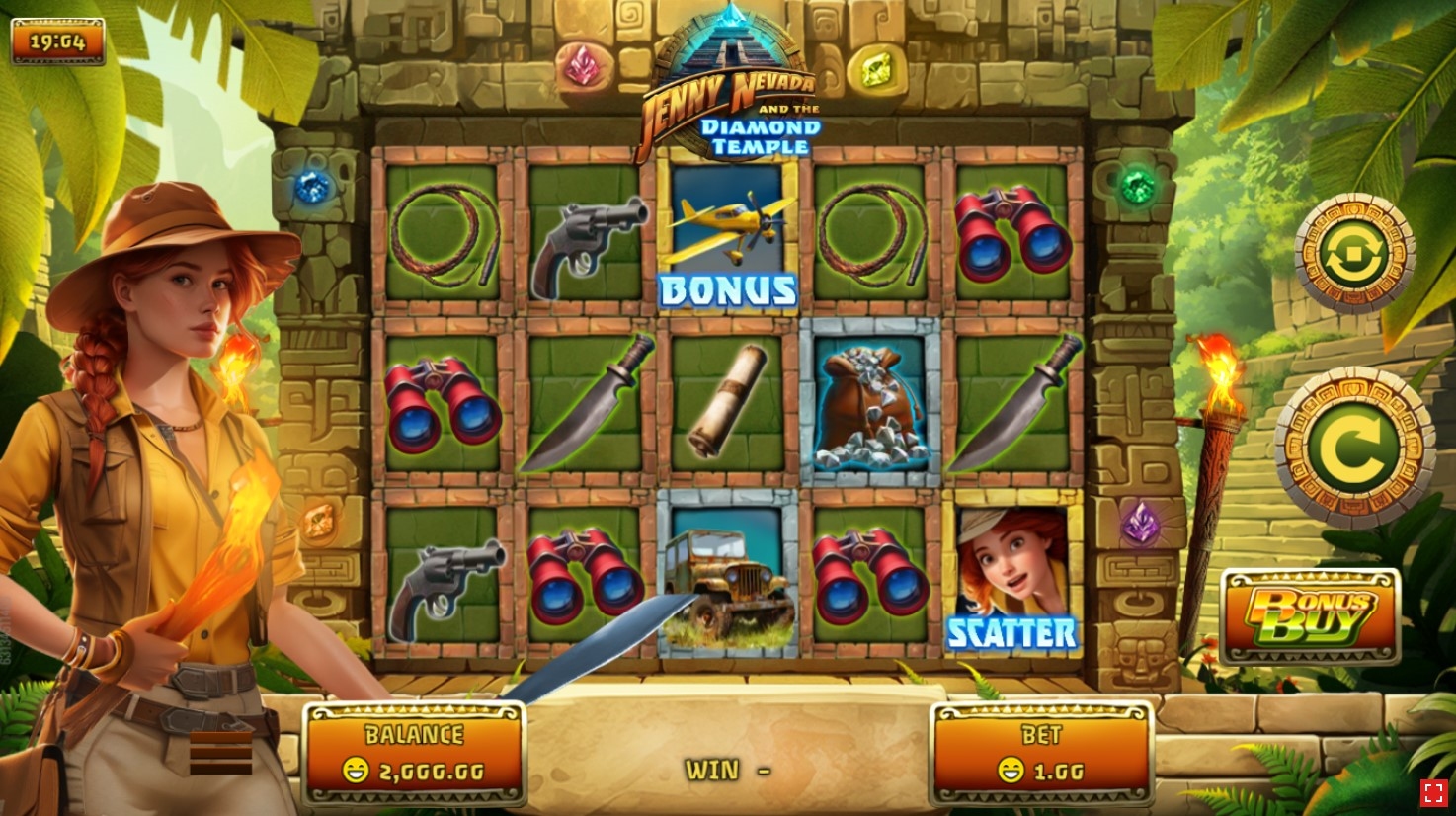 Jenny Nevada und das Diamond Temple Slot-Spiel