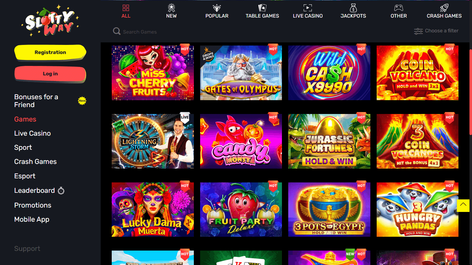 Interfejs gry Slottyway kasyno na desktopie