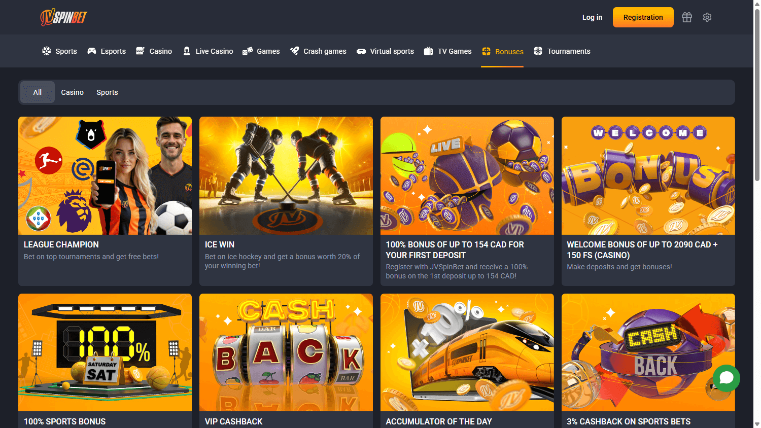 Spinbet Casino Promotions Interface