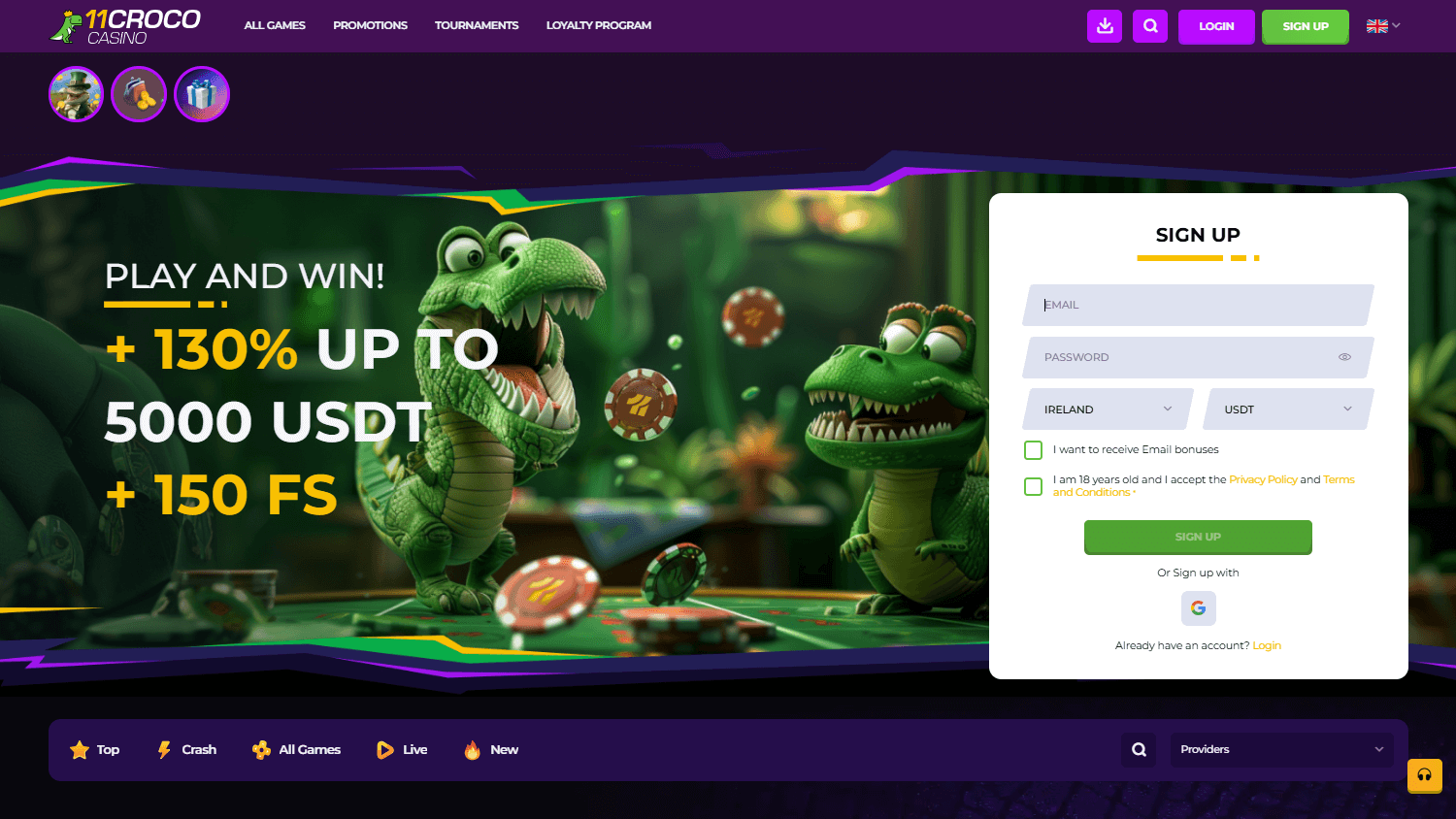 11croco_casino_homepage_desktop
