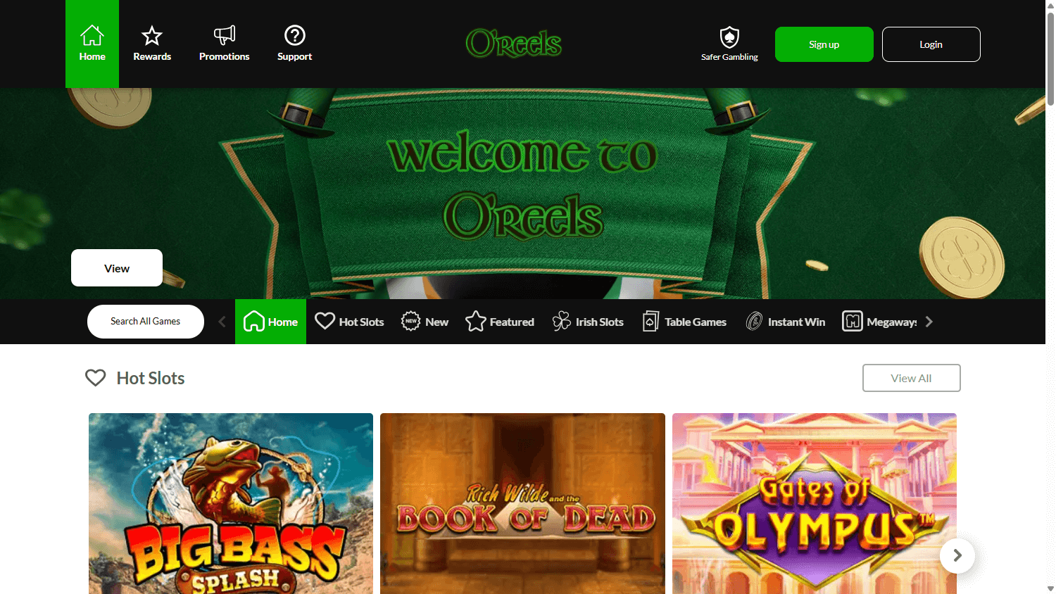 oreels_casino_homepage_desktop