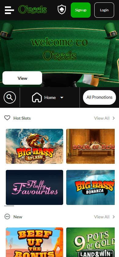 oreels_casino_homepage_mobile