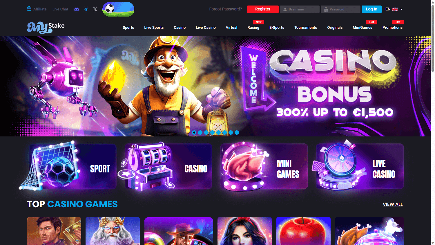 Mystake Casino interface