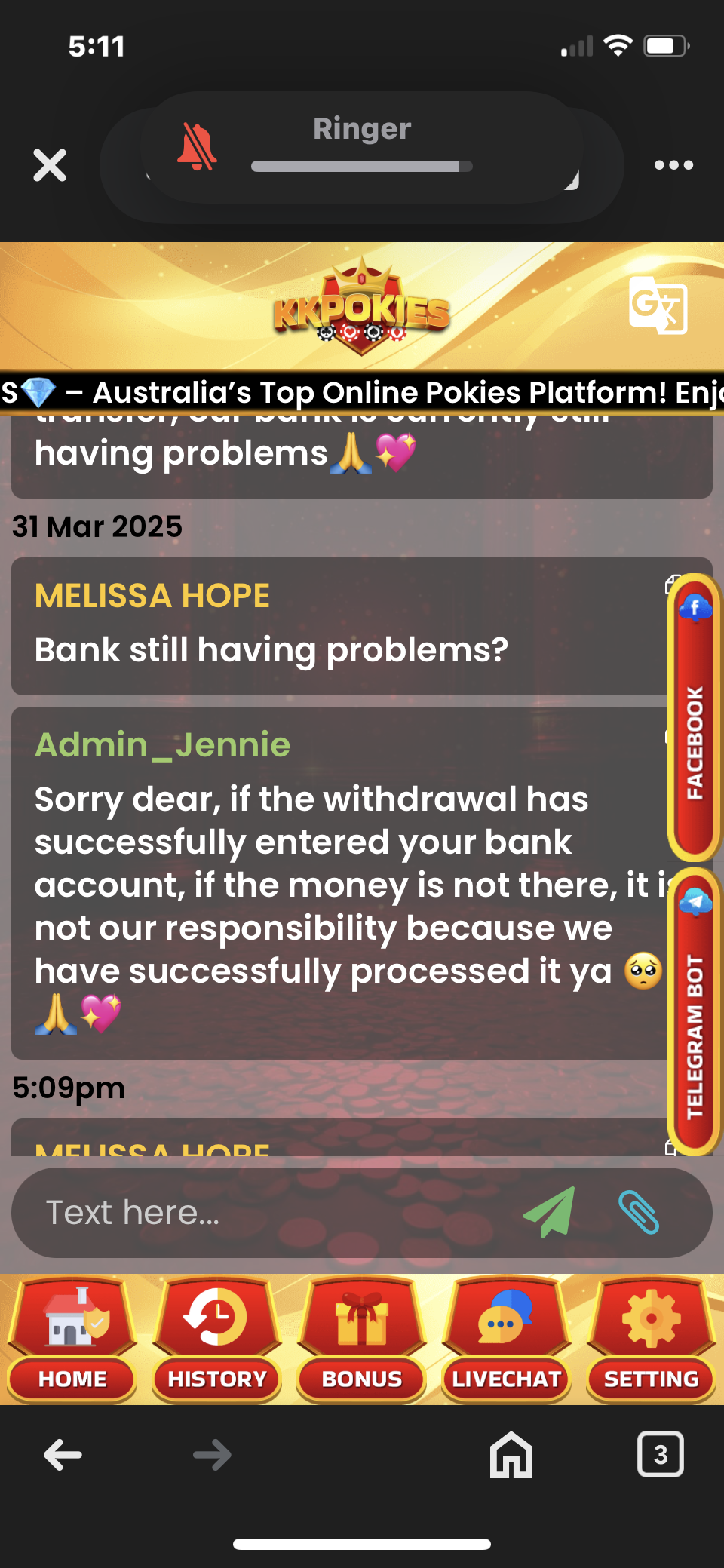 pokies KK Pokies Casino - 決済が遅延しているとのクレームがあります。