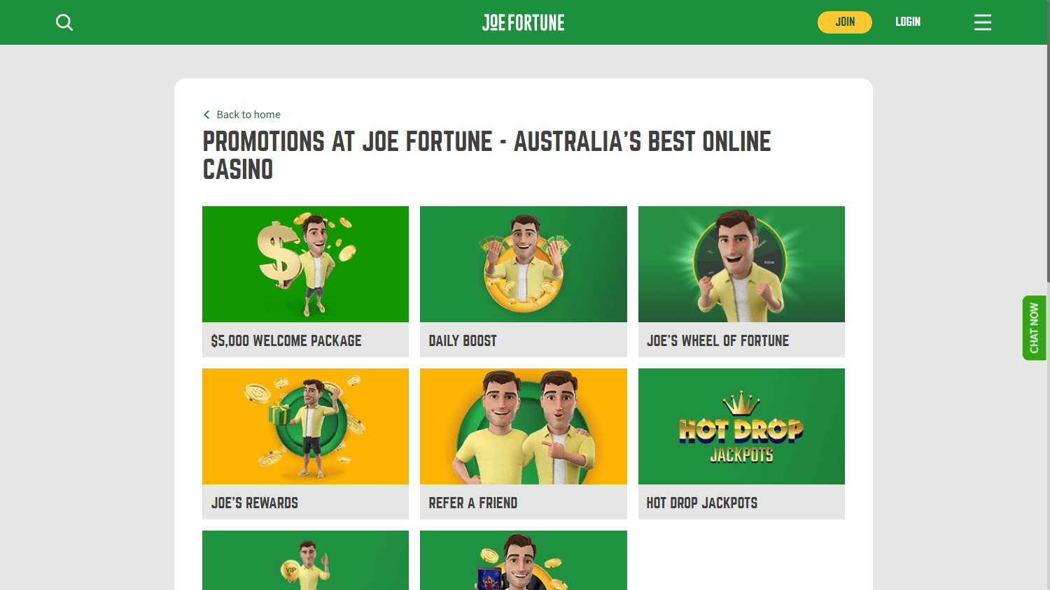 Joe Fortune Casino promotions
