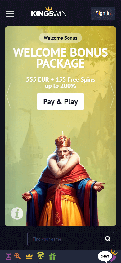KingsWin_Casino_homepage_mobile