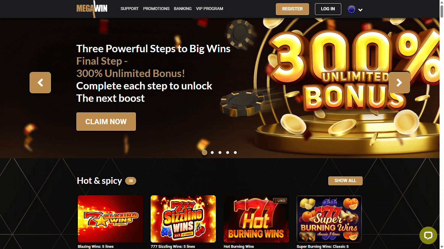 MegaWin Casino Desktop Experience